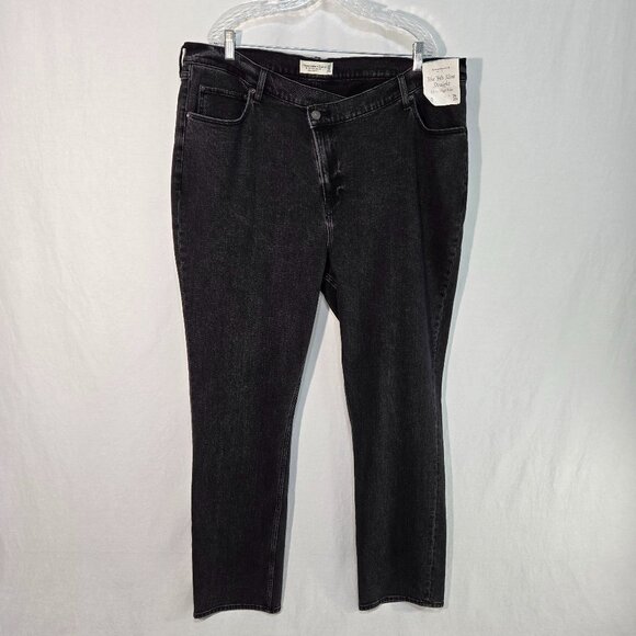 ABERCROMBIE & FITCH The '90s Slim Straight Hi-Rise Black Jeans Size 36/22R NEW! - Picture 1 of 16